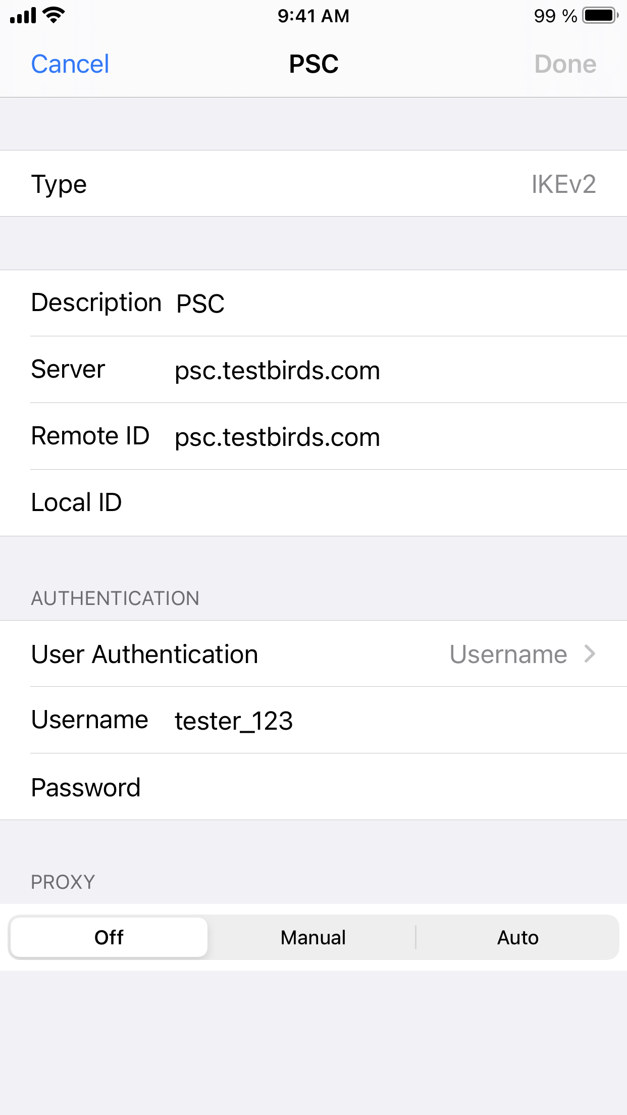 iOS VPN configuration for IKEv2